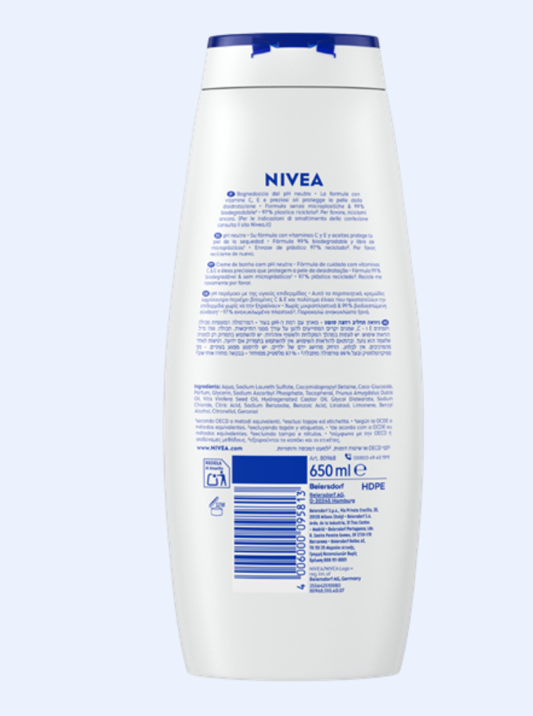 Nivea Creme Soft Badschuim 750 ml – Met Amandelolie, Vitamine C & E – Voor de Gevoelige Huid