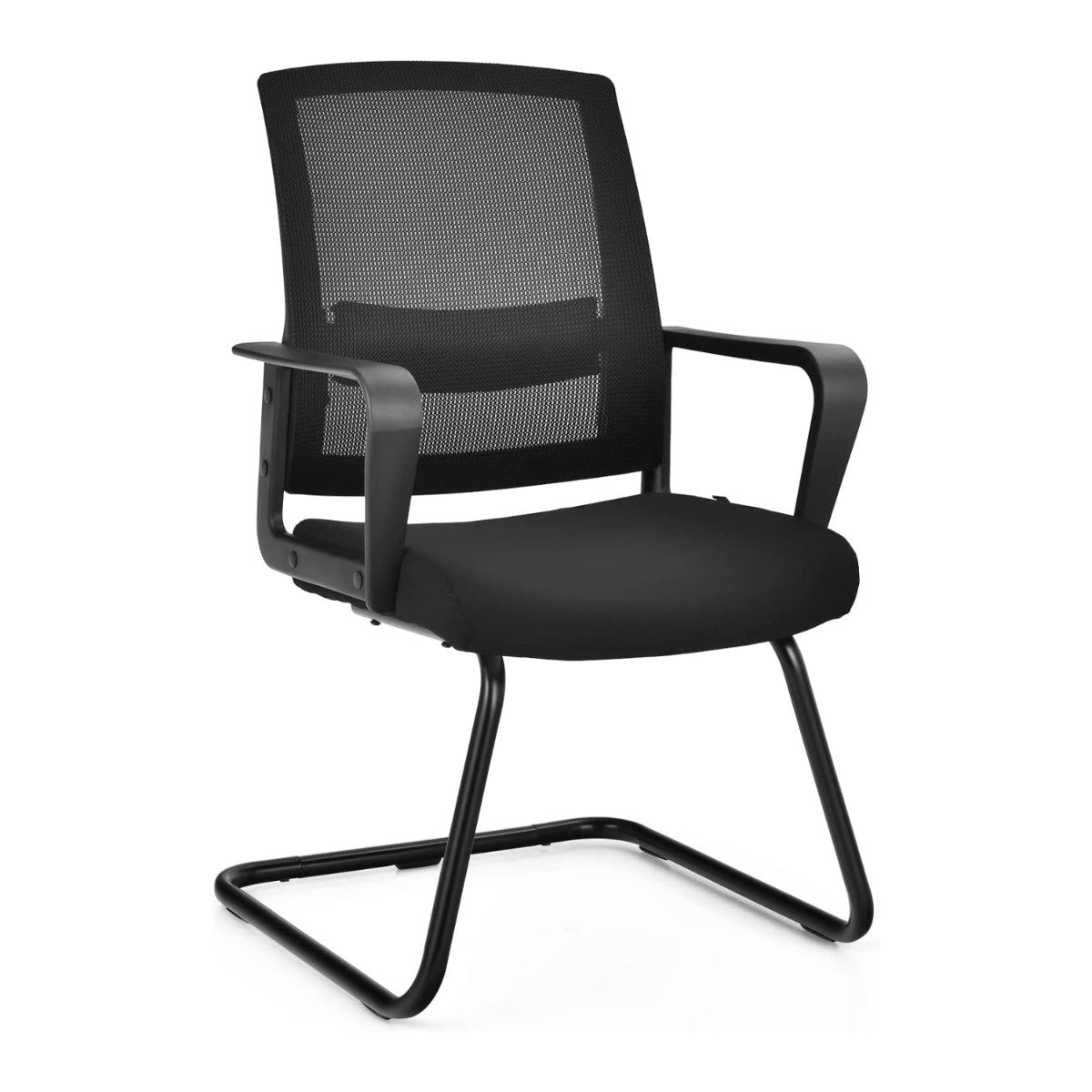 Coast Vergaderstoel Zwart – Ergonomische Bezoekersstoel met Mesh Rugleuning, Armleuningen en Verstelbare Lendensteun