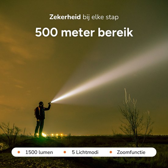Zaklamp LED oplaadbaar - 2 stuks - incl batterijen - Voor kinderen en volwassenen - Waterdicht - Mini Militaire zaklampen - 1500 Lumen - Proskill