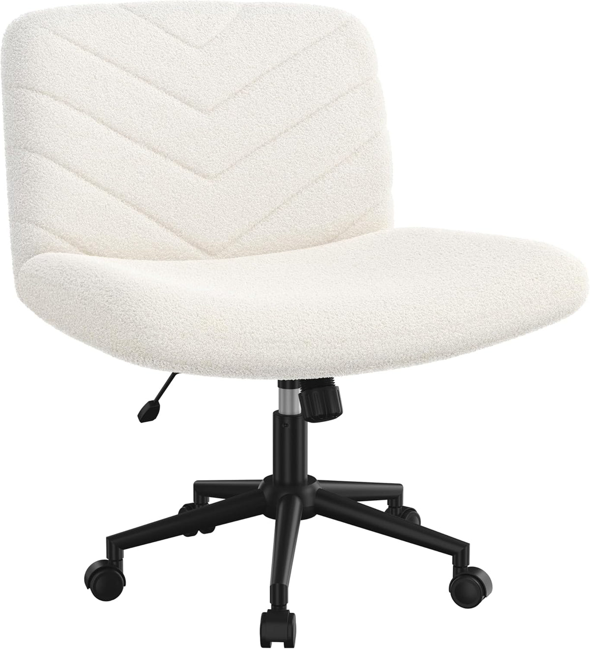 Yaheetech Bureaustoel met Wielen en Brede Zitting 66 × 65 × 92 cm Ivoorwit