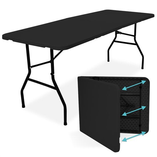 LifeGoods Inklapbare Tafel - 180x70 cm - Campingtafel - Stevige Klaptafel - Weerbestendig - Vouwtafel voor Buiten - Zwart