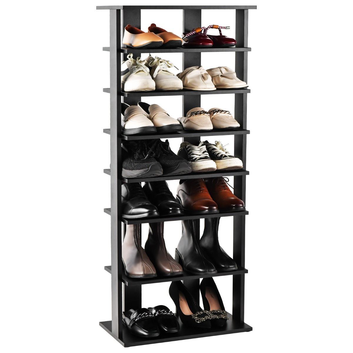 Coast Schoenenrek - 7 niveaus - dubbele rij - zwart - 47 x 25,5 x 110 cm