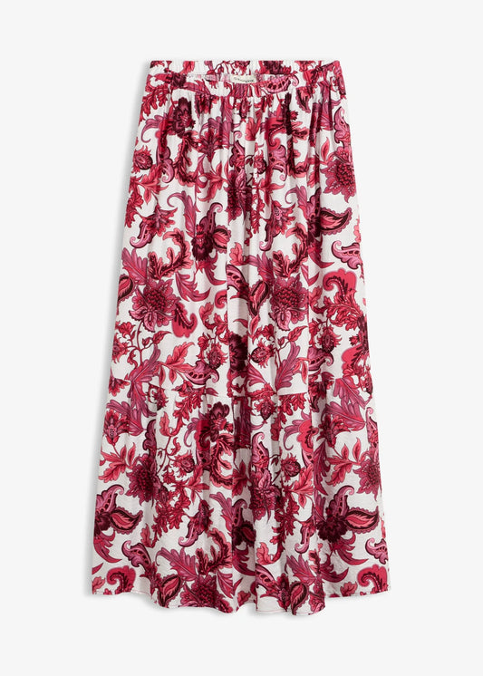 Bonprix maxi rok van soepele viscosemix - Regular - Esdoornrood/wolwit gebloemd