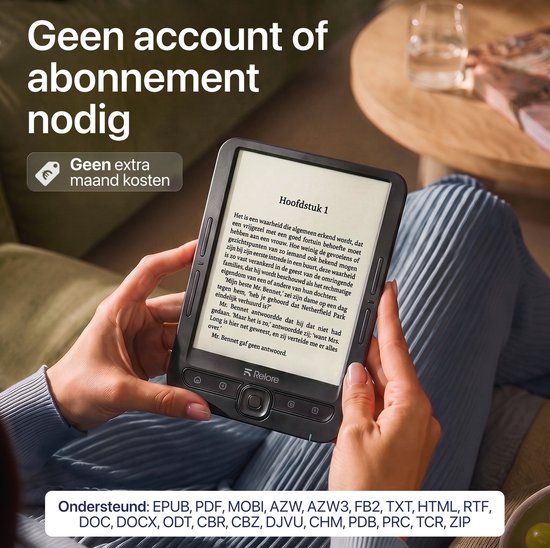 Relore E-reader 6 Inch Touchscreen - Ereader opslag 1000+ Ebooks - Ebook Vervanger Kobo Clara, Kindle, Pocketbook