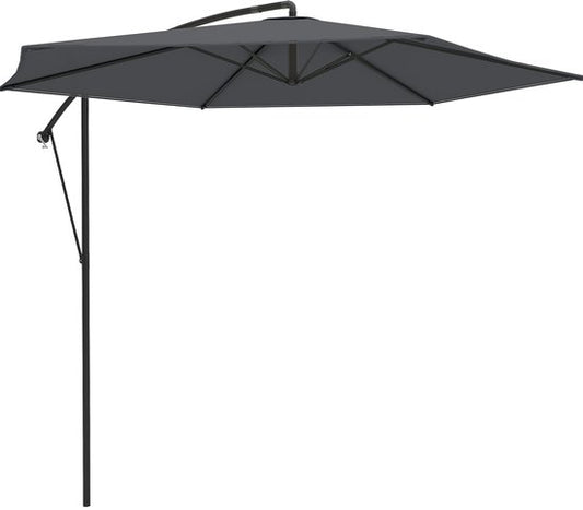 LifeGoods Zweefparasol - tot 8 Personen - Ø300cm - Waterdicht - met Hoes en Kruisvoet - Tuin - Donkergrijs