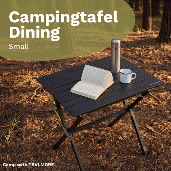 TRVLMORE Campingtafel - 80x58x71 cm - Lichtgewicht met Aluminium Frame - Vouwtafel Verstelbaar - Kampeertafel - Klaptafel - Zwart