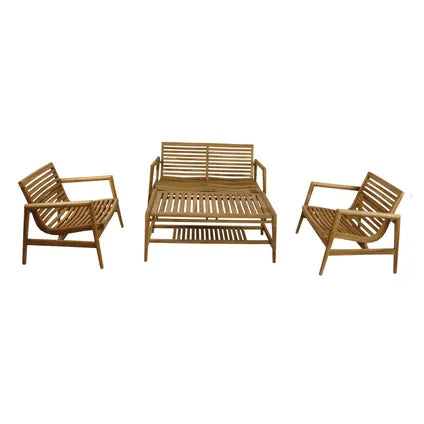 AXI June Teakhouten Loungeset - Natureel/Crème - 4-delig