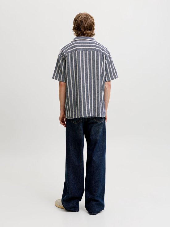 Jack & Jones - Heren Overhemden Coba Stripe Resort Shirt - Blauw - Maat M