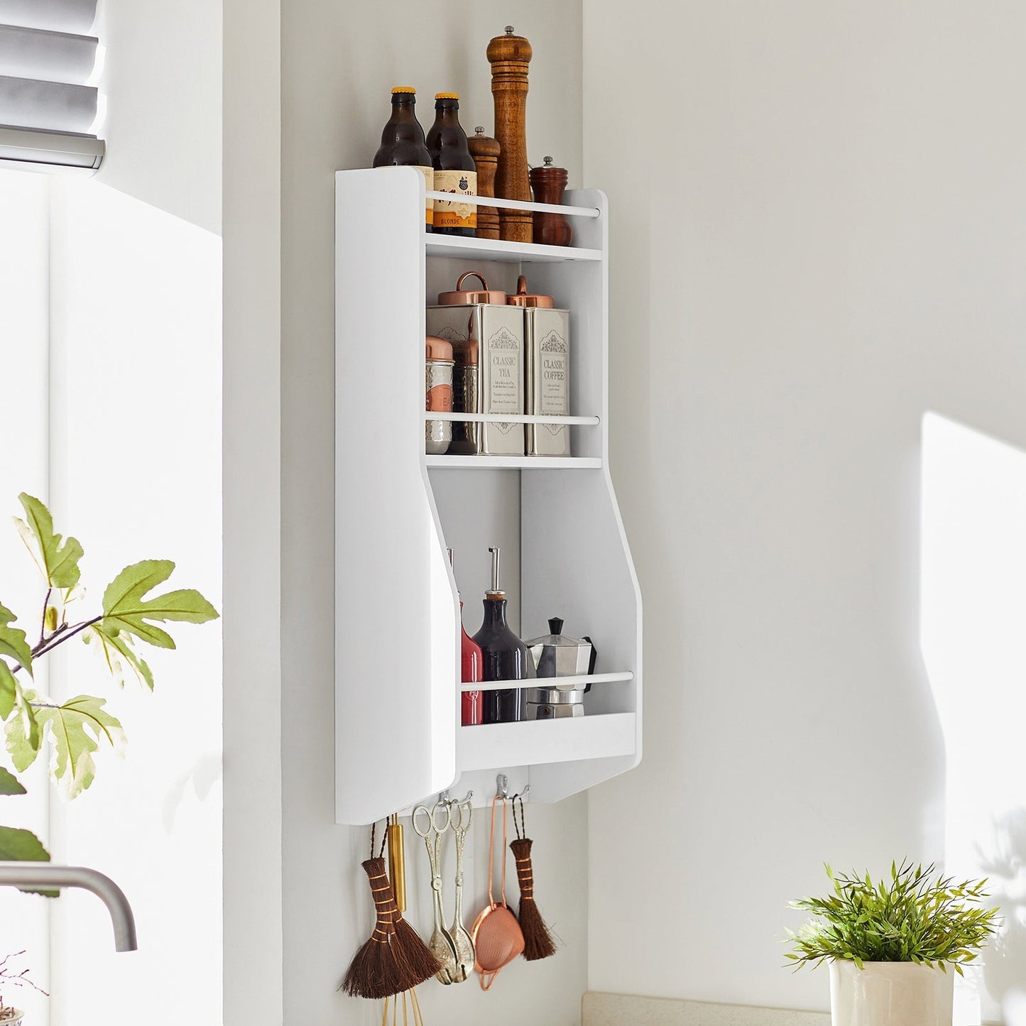 SoBuy Keuken Wandkast - Wit - 38 x 17 x 75 cm