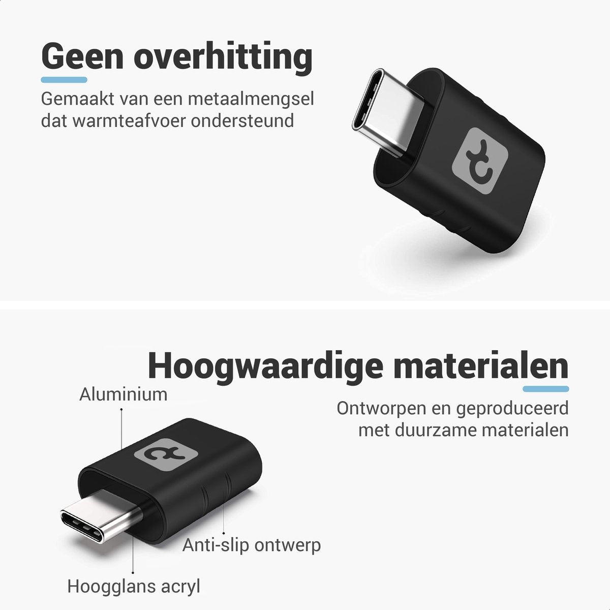 Teeco USB C naar USB A Adapter - 2 Stuks - Hub voor Macbook - 10Gbps - Zwart
