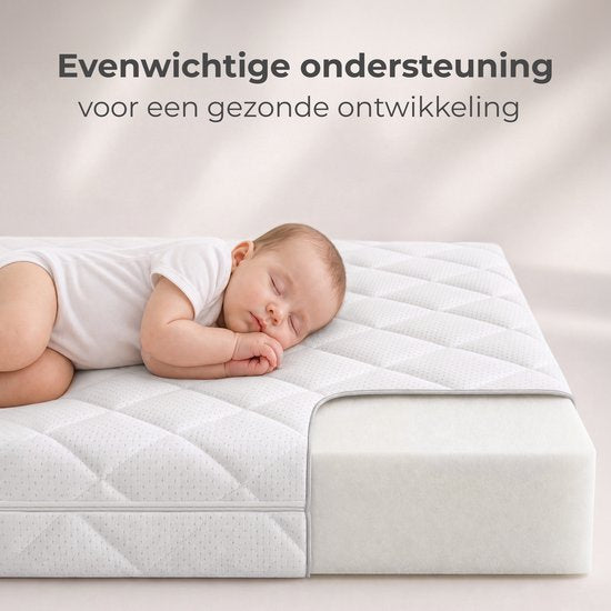 CozySense® Babymatras 70x140 cm – Ledikant Matras – Babymatrassen – Ademend Katoen – afneembare hoes – OEKO-TEX® & CertiPUR-US® gecertificeerd – 10 cm