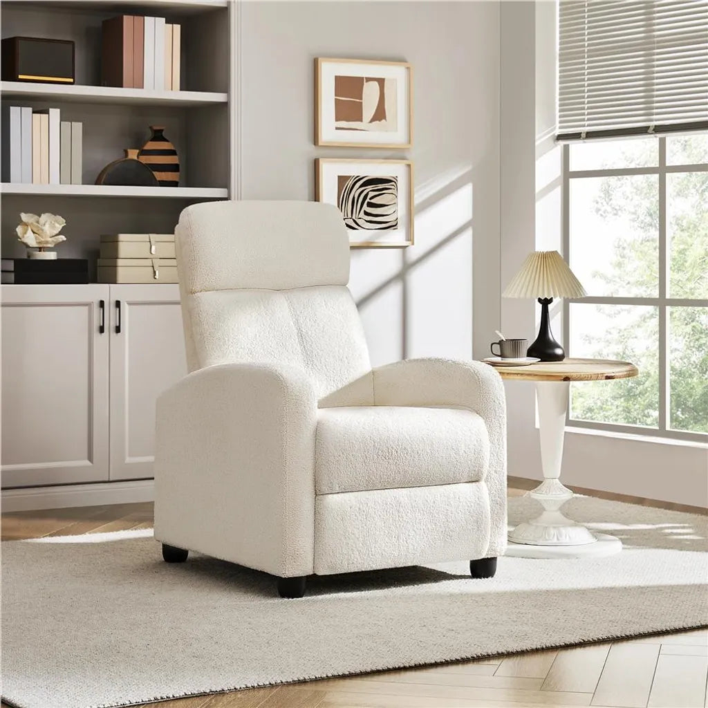 Yaheetech Relaxfauteuil Tv-fauteuil met Slaapfunctie, Wit