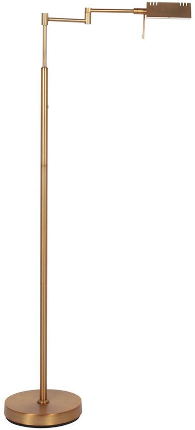 Vloerlamp GlowGo 4603BR - Bronzen klassieke vloerlamp van Mexlite met geïntegreerde accu, verstelbare arm en dimmer, hoogte 125 cm