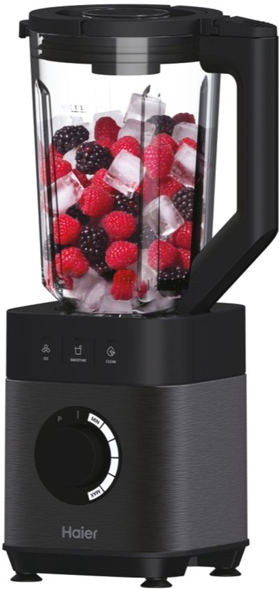 Haier Blender - 6 standen - Easy Clean - Glazen kan - IJs-crusher - 2L - 1200 W - Zwart - HBL5B2 011