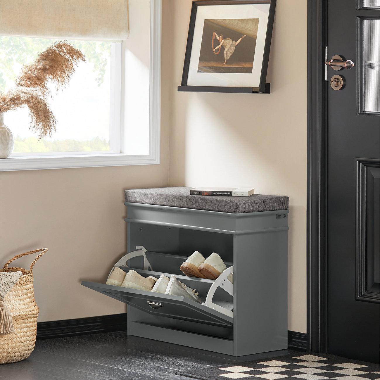 SoBuy Schoenenkast met Zitvlak - 61 x 24 x 51 cm - Grijs