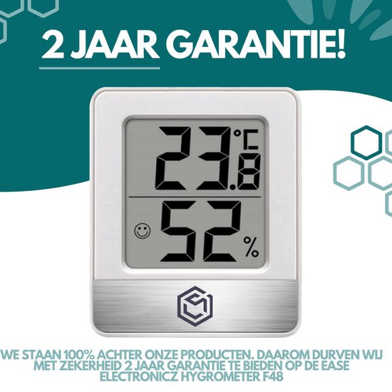 Ease Electronicz Hygrometer - Luchtvochtigheidsmeter - Digitaal Weerstation - Vochtigheidsmeter - Thermometer voor Binnen - Inclusief batterij