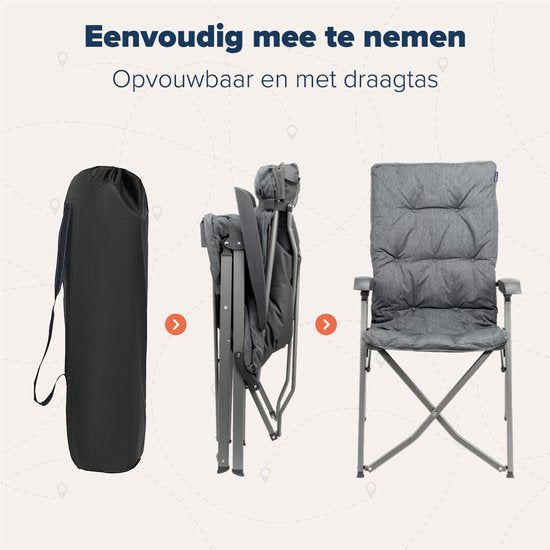 TRVLMORE Campingstoelen Luxe - Opvouwbaar - 2-Pack - 150KG Draagvermogen - Incl. Draagtas - Klapstoel - Kampeerstoel - Vouwstoel - Grijs