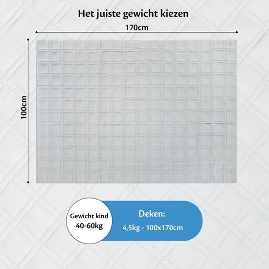 EL-Life Verzwaringsdeken Kind 4,5kg - 100 x 170cm - Zwaartedeken - Weighted Blanket - Verzwaarde Deken - OEKO-TEX Katoen