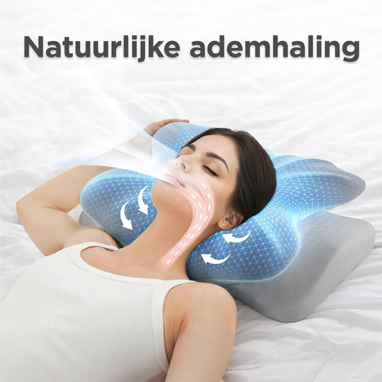 CozySense® Hoofdkussen Traagschuim - Ergonomisch Memory Foam Kussen - Vlinderkussen - Pillow - Afneembare en Wasbare Hoes - Zijslaper, Rug-, & Buikslaper