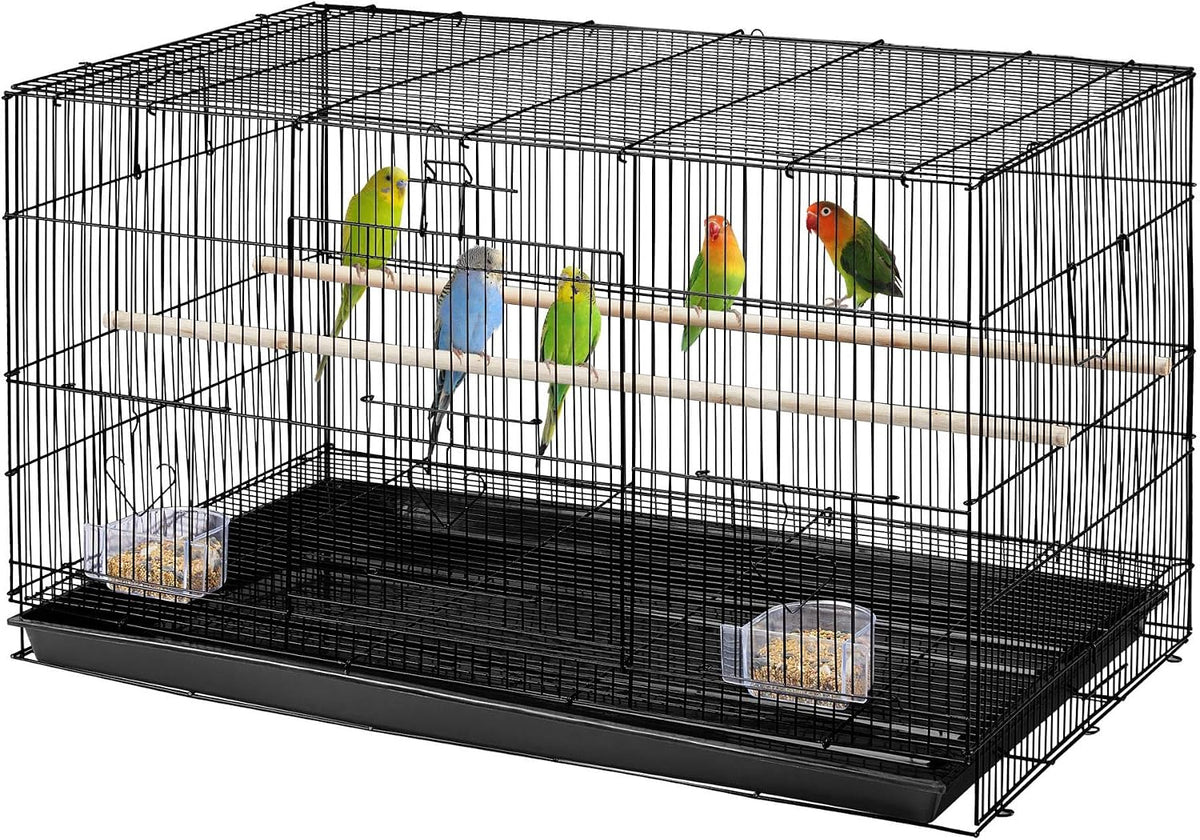 Yaheetech Stapelbare Vogelkooi 76 × 45,5 × 45,5 cm – Zwart – Ruime Vliegkooi voor Parkieten en Kleine Papegaaien