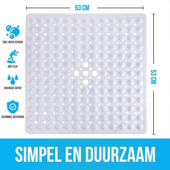 Strex Badmat / Antislipmat Douche - 53x53CM - Met Zuignappen - Douchemat Antislip voor Douche - Badkamermat