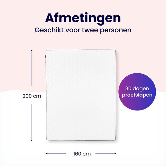 SoulSnooze® DuoComfort Premium Topper – 160 x 200 x 7 cm - Dubbelzijdig Design – incl Bamboe Hoes En Antisliplaag – Rugondersteuning – Wit Traagschuim En Hybrid Foam
