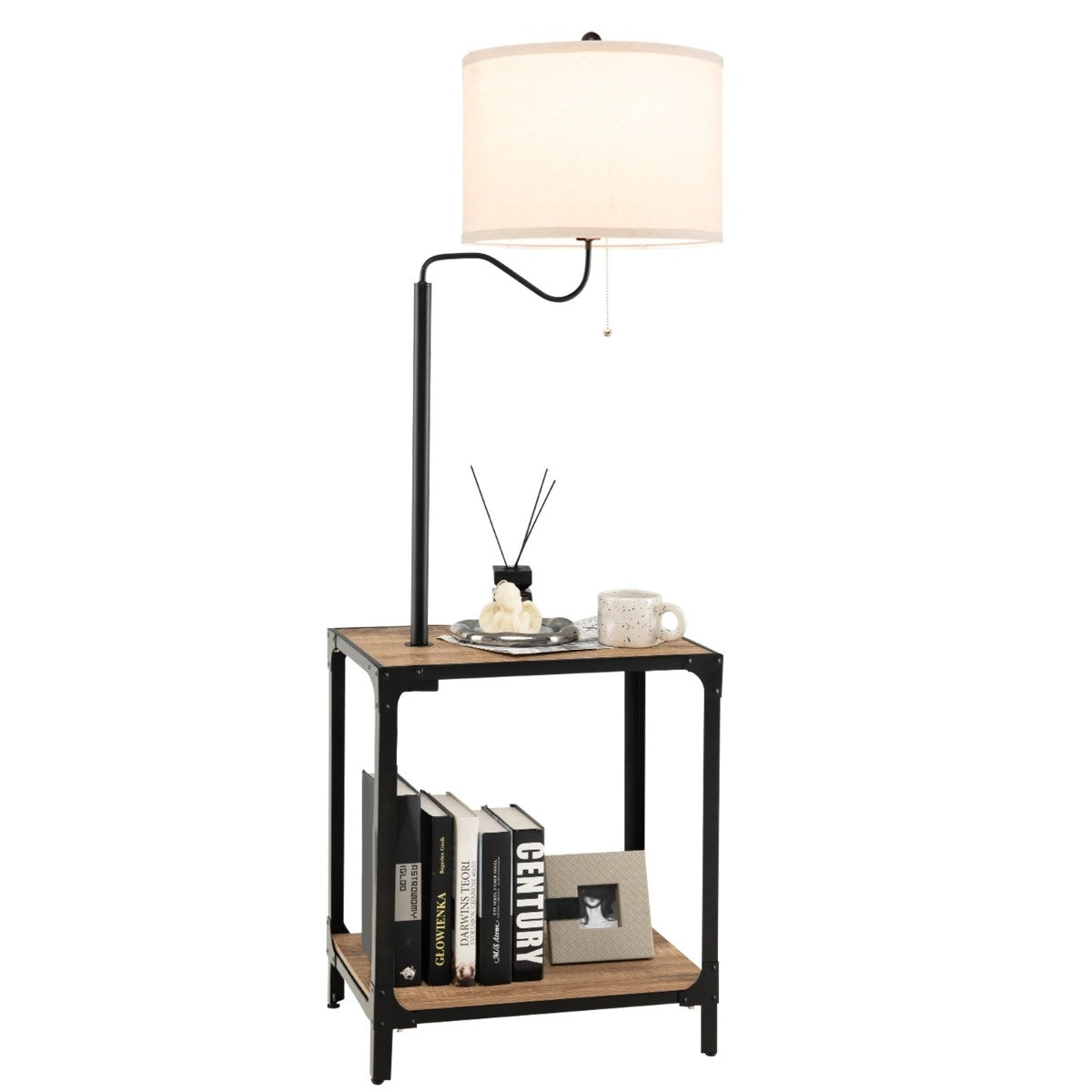 Coast moderne bijzettafel met tafellamp en 360 ° roteerbare bedlamp 49 x 34 x 144 cm