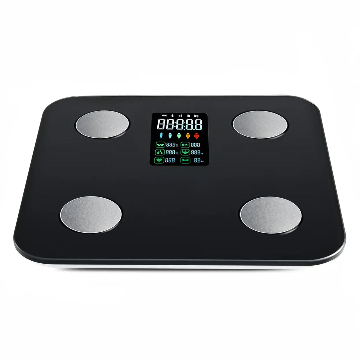 Sparoma ZJ08 Digital Bathroom Scale with Color LCD – Battery-Powered (4×AAA Not Included), Bluetooth Body Fat & Heart Rate Monitor with App Tracking