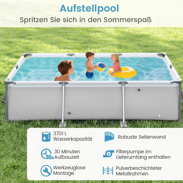 Coast Opzetzwembad met Filterpomp – Rechthoekig Zwembad 300 x 207 x 66 cm – Grijs