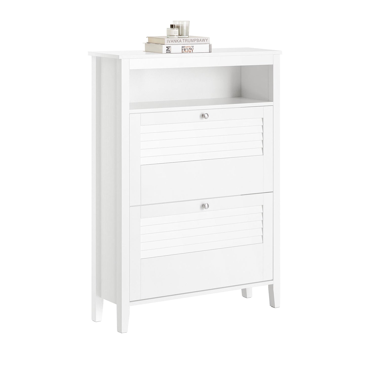 SoBuy Schoenenkast - 2 Kleppen- Klassiek  - 80 x 25 x 108 cm - Wit