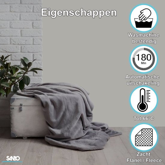 Sanbo Elektrische Deken - 180 x 130 cm - 1 Persoons - 3 Standen met Timer