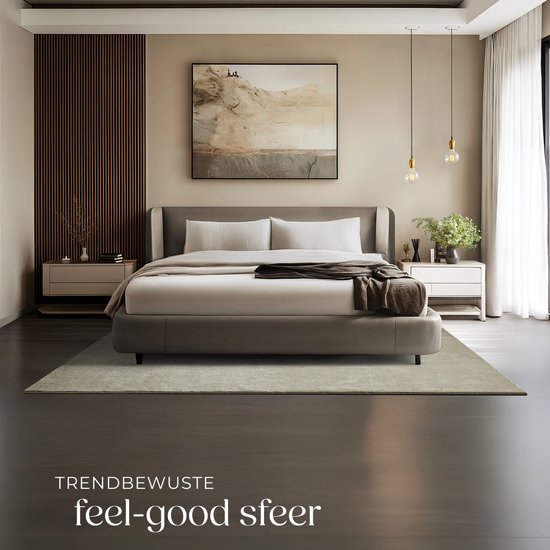 tectake® Kortpolig Vloerkleed - 160 x 230 cm - Zandkleur - Tapijt voor Woonkamer, Slaapkamer, Eetkamer - Onderhoudsvriendelijk en Wasbaar - Antislip Ondertapijt - Allergievriendelijk - Diverse maten en kleuren
