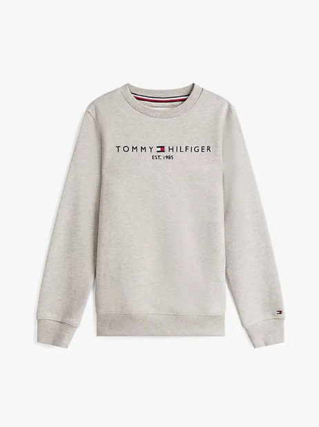 Tommy Hilfiger Essential Sweatshirt Kids - Lichtgrijs Melange - Maat 14 - Biologisch Katoen