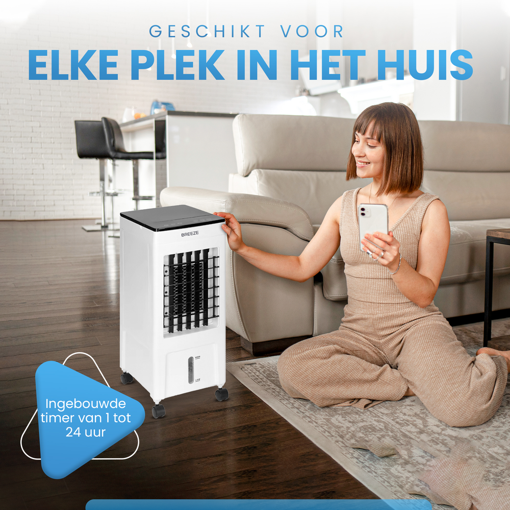 Breeze Aircooler - Fluisterstil - 35 x 30 x 68 cm - Wit