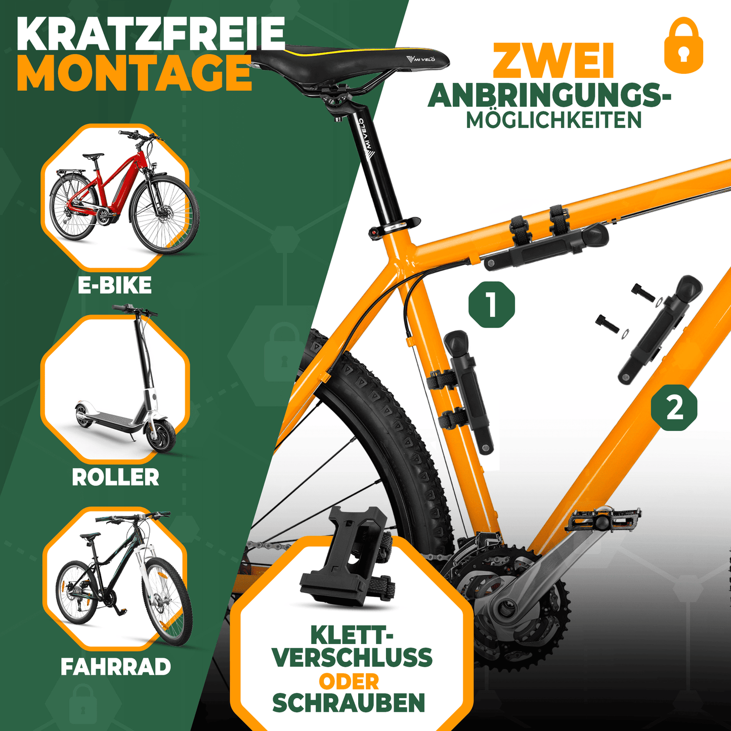 MIVELO - Robuust Fietsslot Met Sleutel - 120 cm Lang - Beveiligingsniveau 10/10 - Gehard Carbonstaal - Zwart