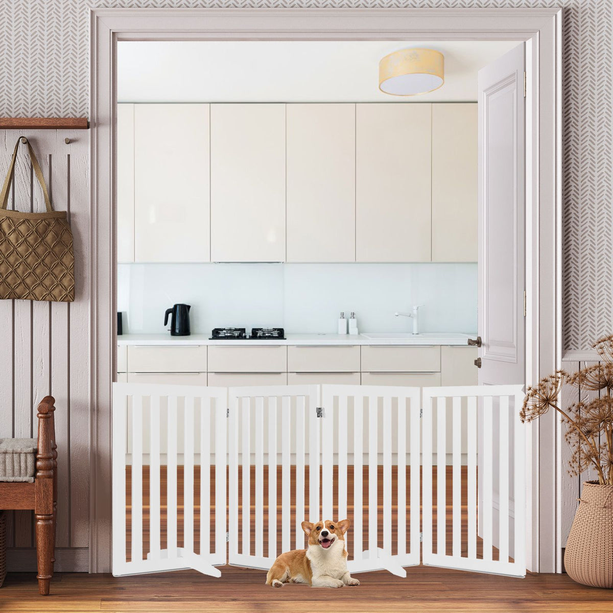 Coast Opvouwbare Honden Barrière - 89 cm Hoog - 4 Panelen - Wit