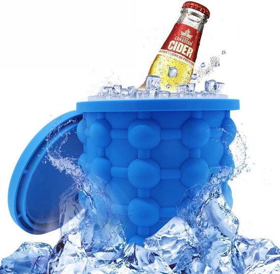 Shop-Story - Ijsemmer/ijsblokjesmachine - Drankenkoeler - 2 in 1 siliconen emmer - Blauw