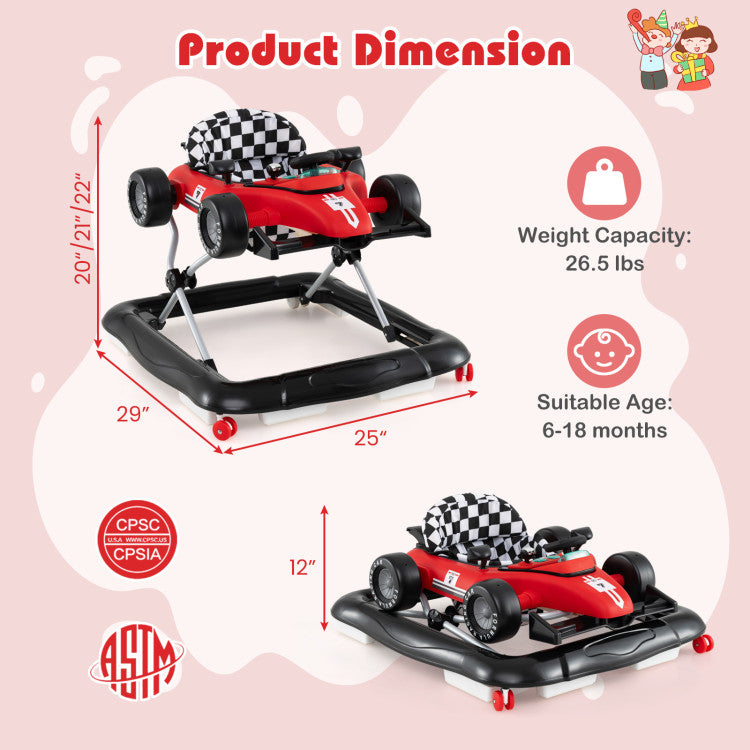 Coast Loopwagen voor Baby's - Verstelbare Hoogte - Met Muziek - Max. 12 kg - Rood