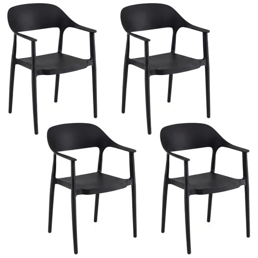 Coast Stapelbare Eetkamerstoelen Set van 4 – Kunststof Tuinstoelen 57 x 53 x 83 cm – Zwart
