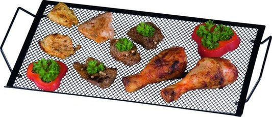 BBQ collection Barbecuerooster en Tray - 40 x 20 x 3 cm - Voor Vis, Vlees en Groenten - Metaal - Zwart