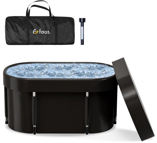 IJsbad XL - 420L - Opvouwbaar Zitbad - met Deksel - Ice Bath - Met Accessoires - Zwart - van Faas