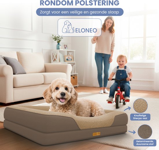 ELONEO Orthopedisch Hondenbed – S – Bruin