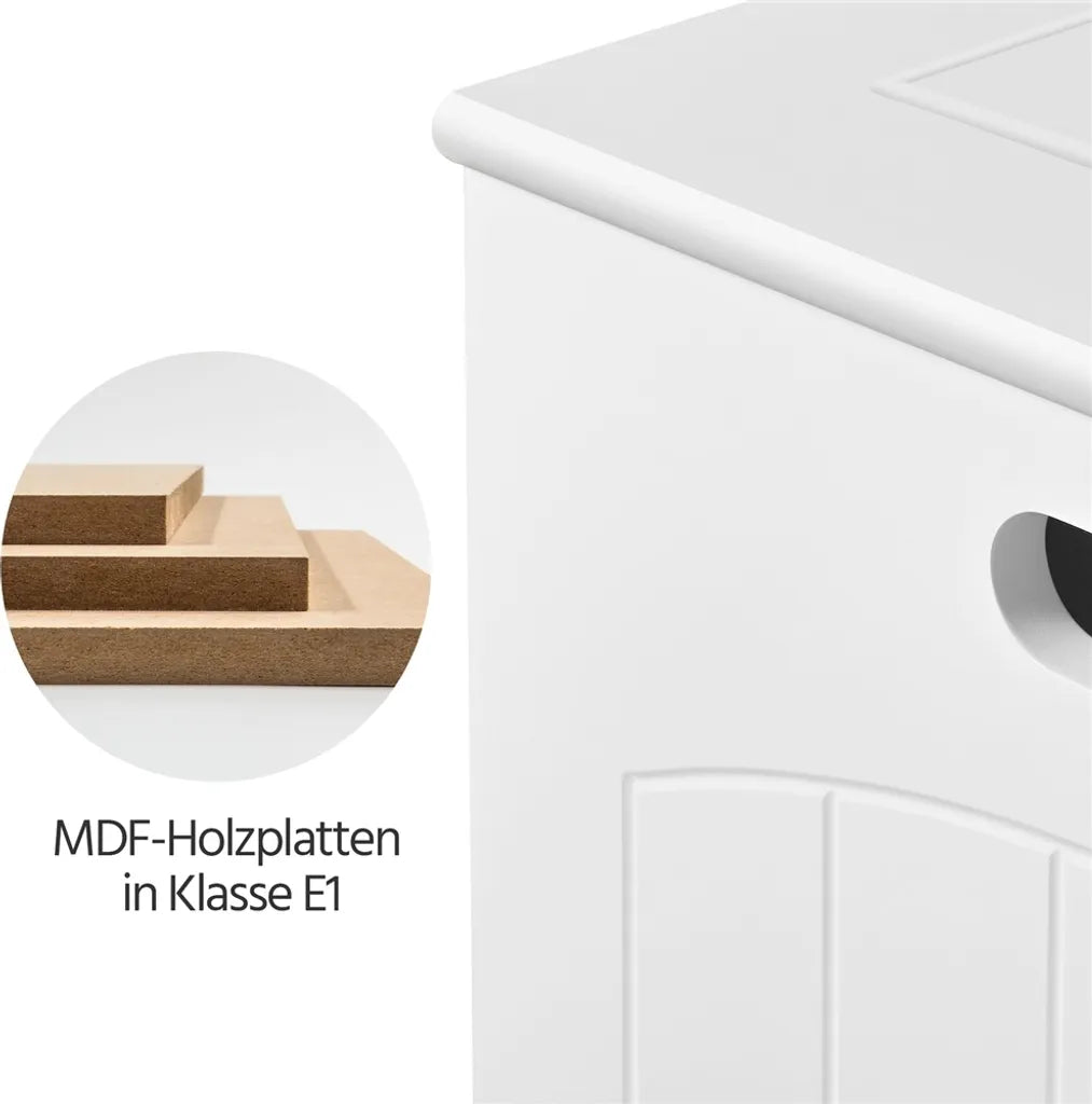 Yaheetech Wasmand met Deksel 96L - Wit - Houten Wasbox met Opbergruimte