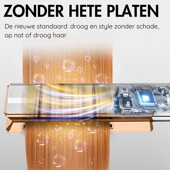 Sansbeauté® Sanstraight Stijltang Wet-to-Dry met Reisetui - 2 in 1 - Haardroger & Stijltangen - Coldshot - 80℃ t/m 140℃ - Hair Straigthener - Haartang - Haar stijltang - Lisseur Cheveux - Alternatief Stoomstijltang