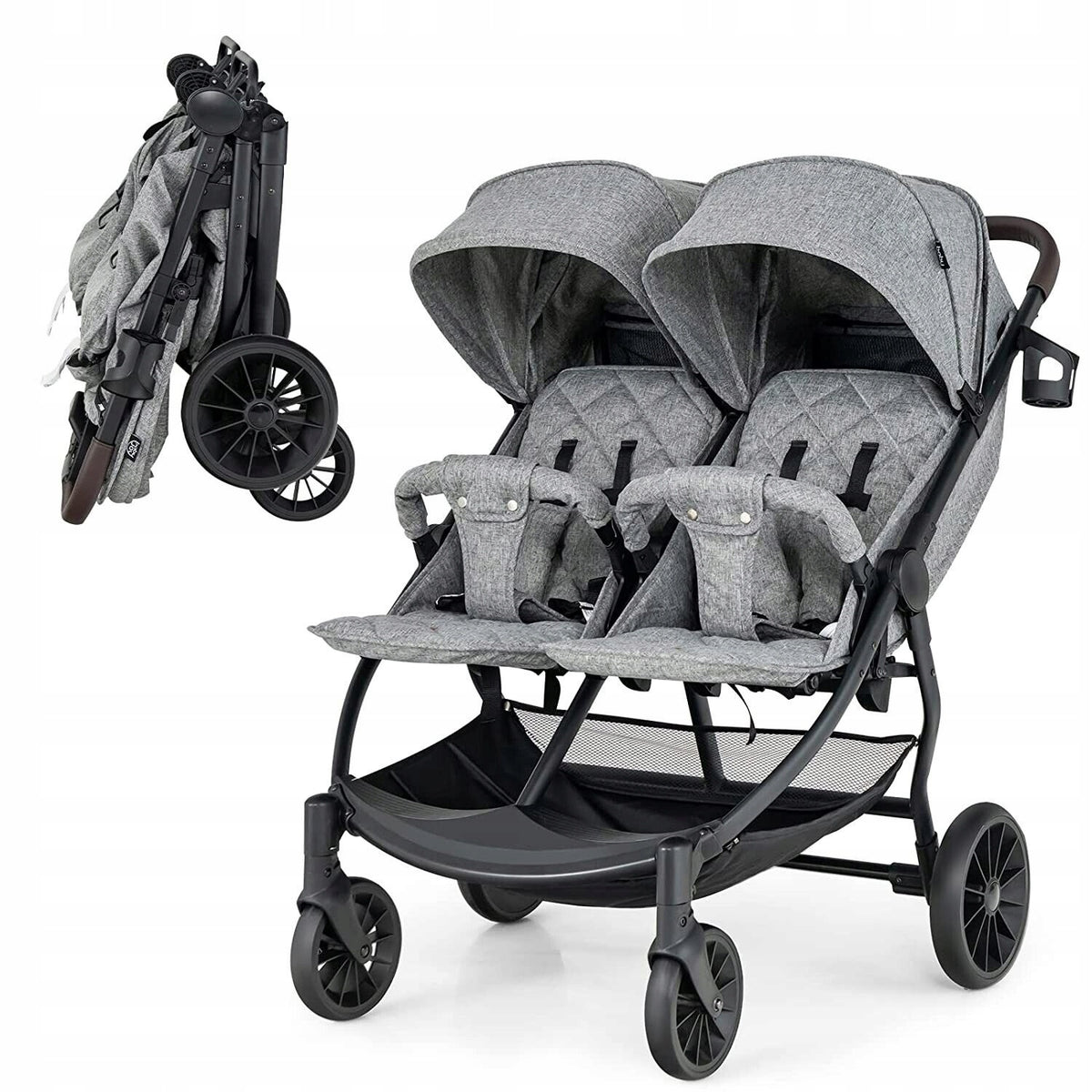 Coast Dubbele kinderwagen - Max 15 kg per stoel - 0-3 Jaar - Grijs