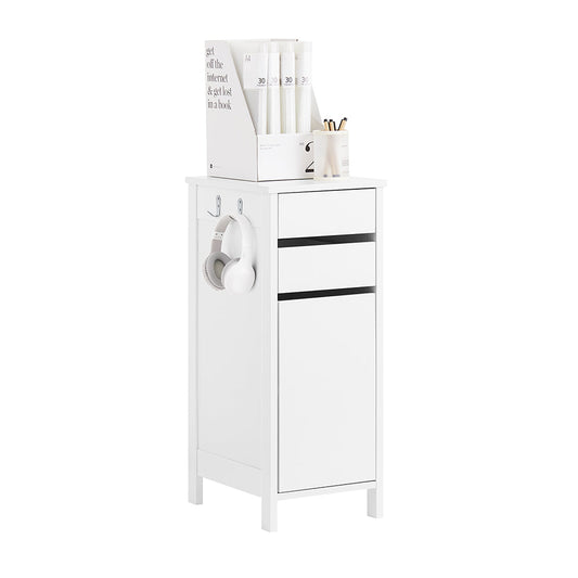 SoBuy FWT108-W Smalle Opbergkast 40x30x76 cm – Wit – Met 2 Lades en 1 Deur