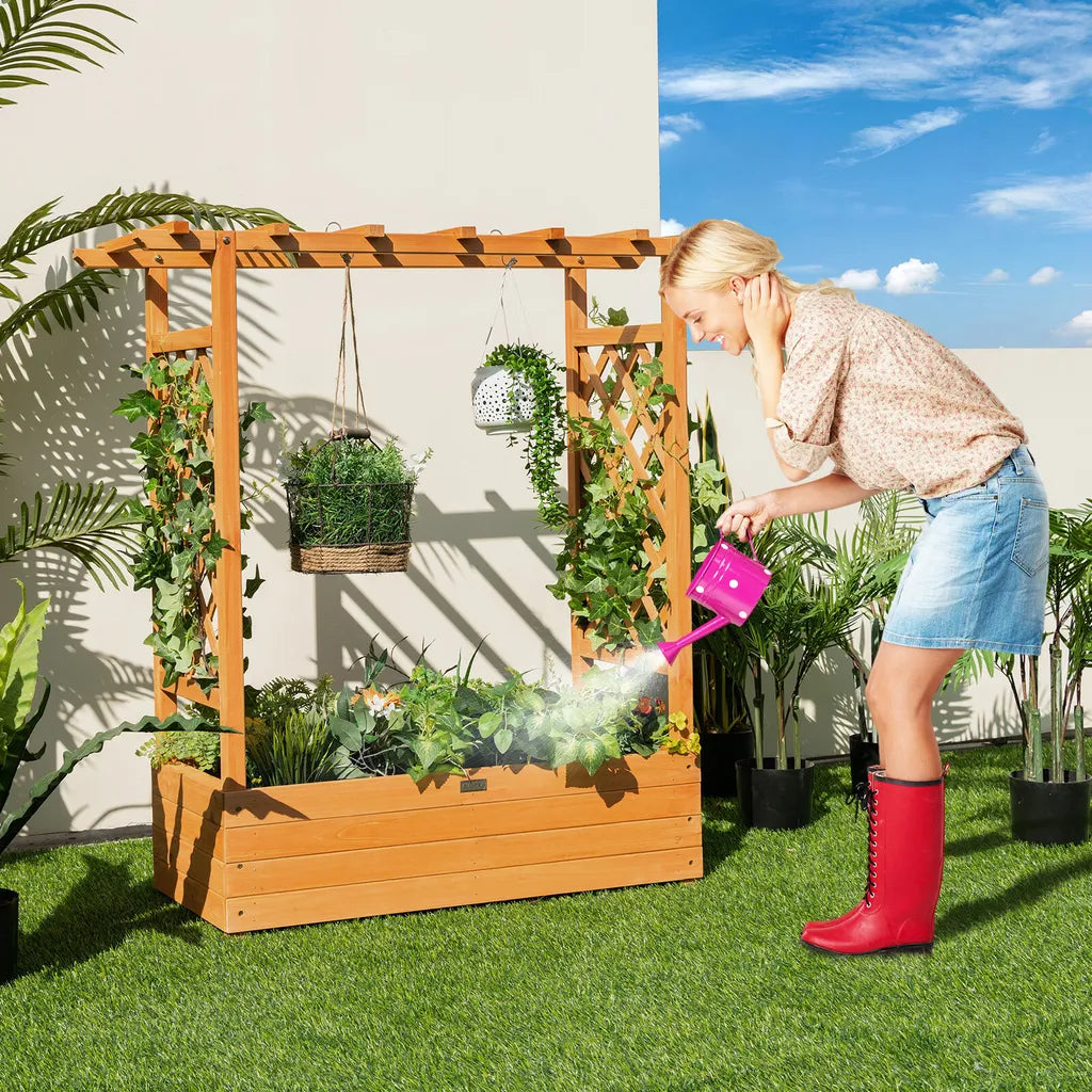 Coast Verhoogd Plantenbed – Met Trellis & Dak – 100 x 44 x 113,5 cm - oranje