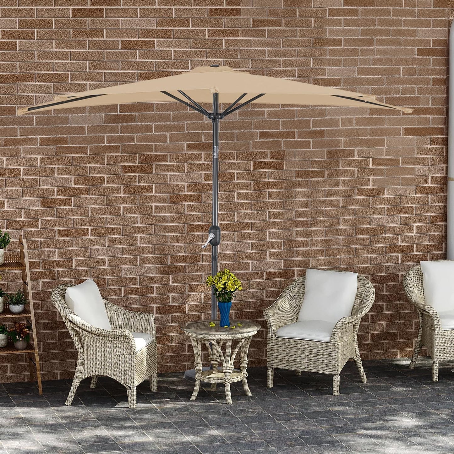 Angel Living Balkonparasol - Halfrond - 265 x 132 cm - Beige