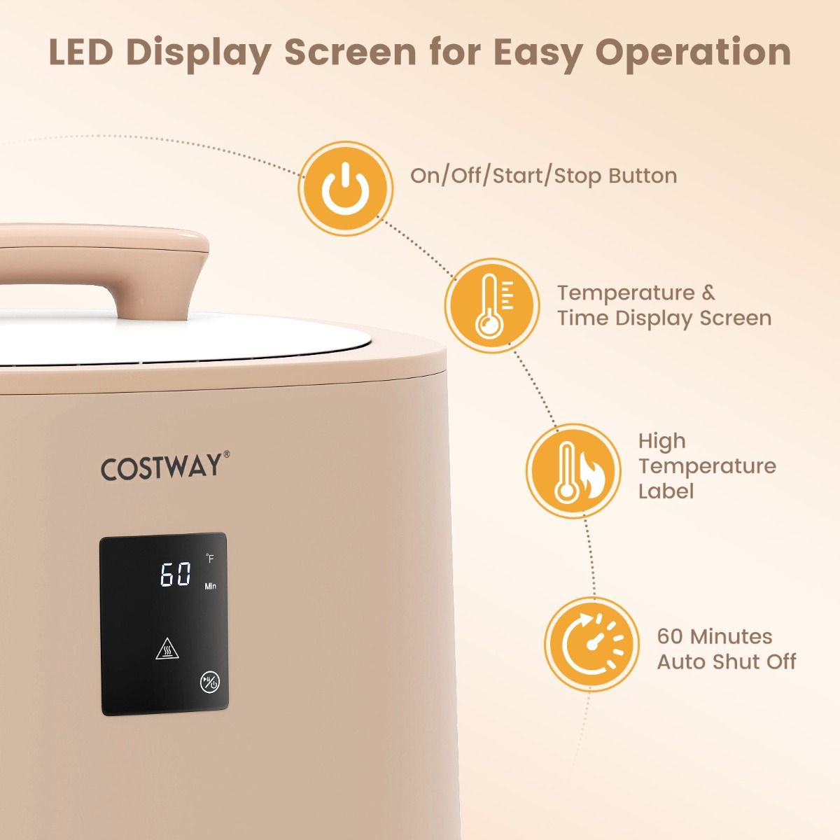 Coast Handdoekverwarmer - 18 liter capaciteit - LED-display - koffiebruin