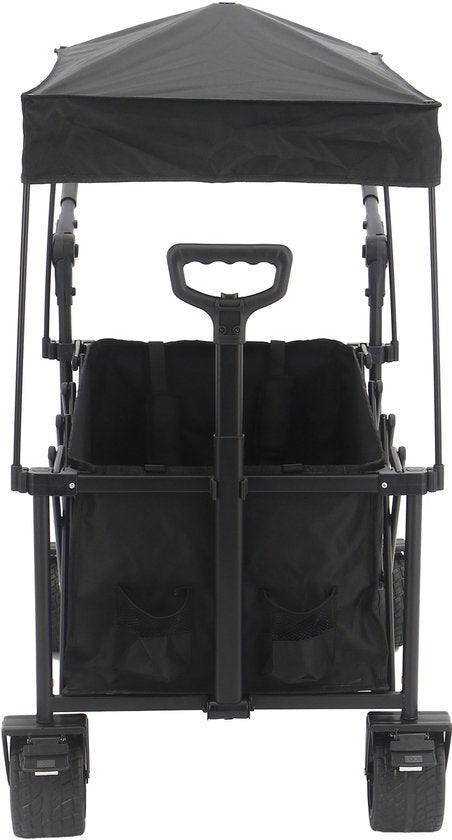 AXI SB221 Opvouwbare Bolderwagen met dak – Zwart – Met Trekstang, Remmen en Hoes – 100 kg Draagvermogen – Eenvoudig mee te nemen - Metaal
